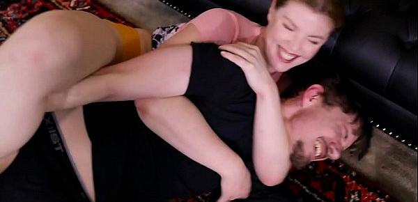  Ella Nova Gets Rough In Naked Wrestling vs Sam Sitting on his face while giving a handjob